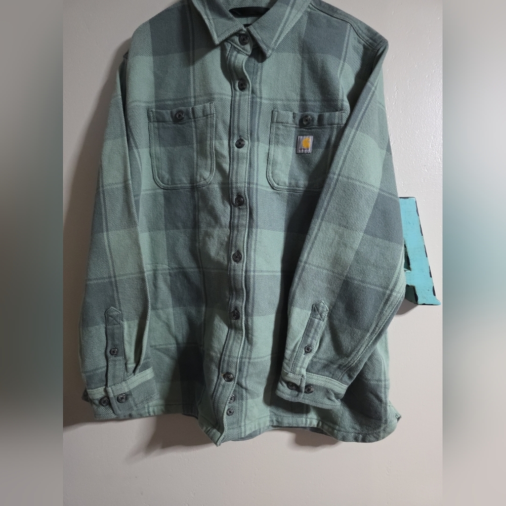 Carhartt Green Plaid Button-Up Shirt
